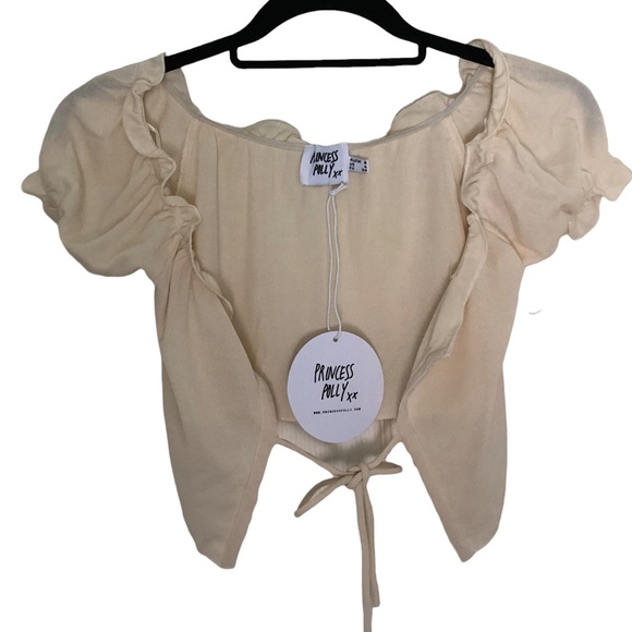 Princess Polly Tops - NEW Princess Polly Crop Short Sleeve Lightweight Cardigan Top Front Tie